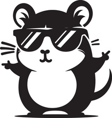 Cool little hamster Silhouette vector illustration isolated on a white background