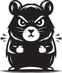 Cool little hamster Silhouette vector illustration isolated on a white background