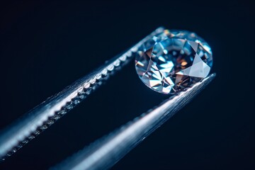 Jewelry Tweezers Holding Perfectly Cut White Sapphire