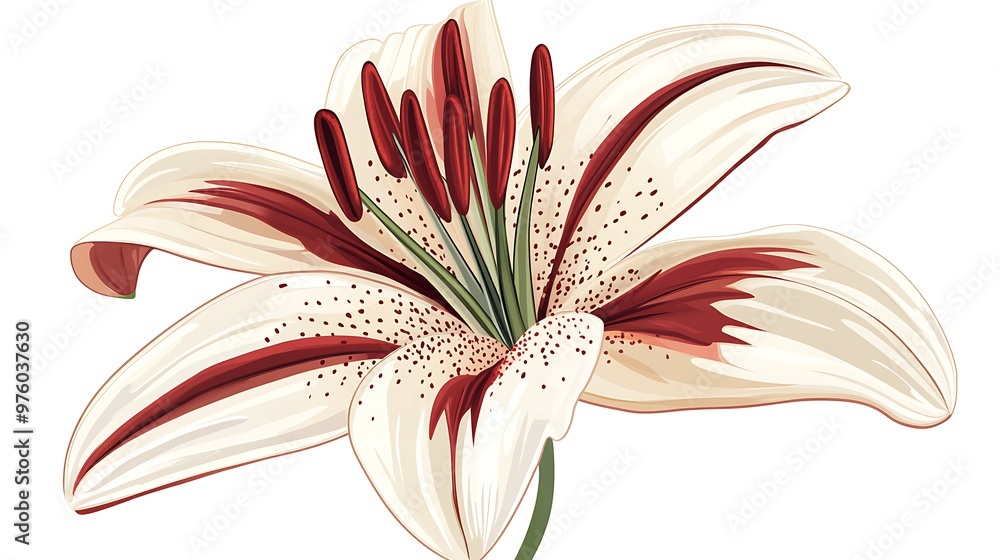 Aufkleber elegant vector lily clip art on white background with clean precise lines and symmetrical design