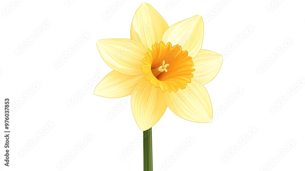Aufkleber symmetrical vector daffodil in clip art style on white background with clean shapes and high resolut