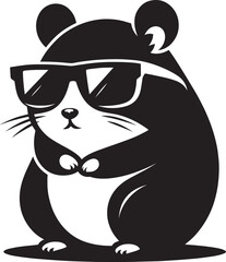 Cool little hamster Silhouette vector illustration isolated on a white background