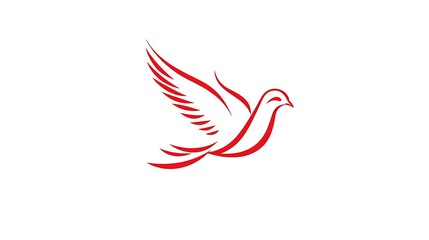 Fototapeta premium Minimalist Vector Graphic Design of Red Dove Logo on White Background