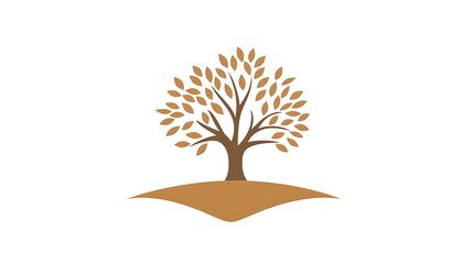 Minimalist Tree Logo Design on White Background - Clean Vector Graphic with Simple Brown Outline
