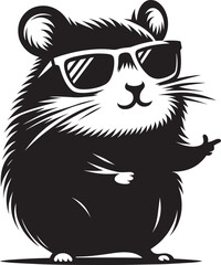 Cool little hamster Silhouette vector illustration isolated on a white background