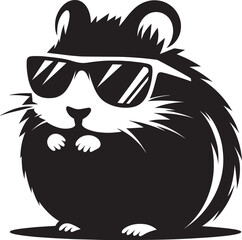 Cool little hamster Silhouette vector illustration isolated on a white background