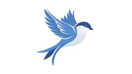 Obraz premium Minimalistic Blue Bird Logo Design on White Background - Vector Graphic with Flat Colors