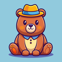 Download Cute Bear Sitting With Hat Cartoon Vector Icon Illustration Svg File For Design.