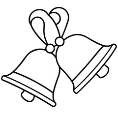 A set of handheld bells, crossed or arrange