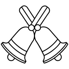 A set of handheld bells, crossed or arrange