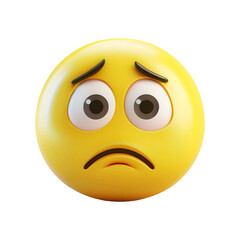 3D sad emoticon with a frowning face, conveying a sense of loneliness or sadness