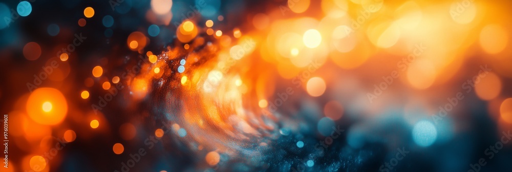 Poster blurred background with circular motion in the style of orange and blue colors