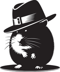 Cool little hamster Silhouette vector illustration isolated on a white background