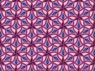 A purple and blue patterned background with a flowery design