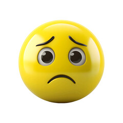 Fototapeta premium Yellow sad unhappy emoticon symbolizing disappointment and sadness. 3d style design element
