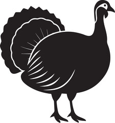 turkey standing proudly silhouette vector white background1.