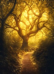 Fototapeta premium sunset in the forest