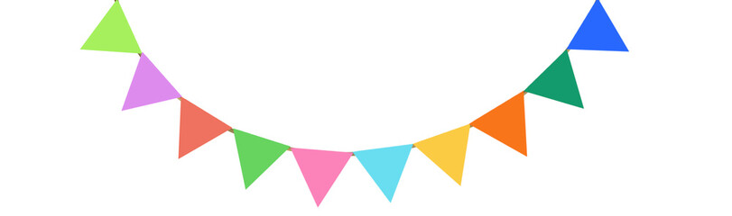 One garland triangular sweet colorful flags swag on curve string