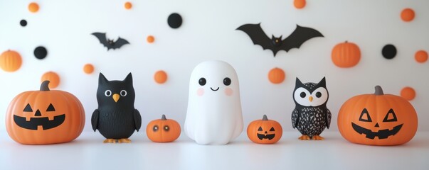 Cute Halloween Characters with Pumpkins.