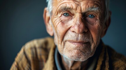 Obraz premium Close-up portrait of a senior man with a kind expression
