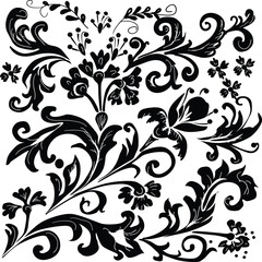 black on white abstract curled background