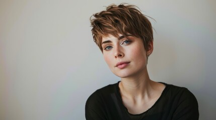 Portrait of a confident young woman with short hair