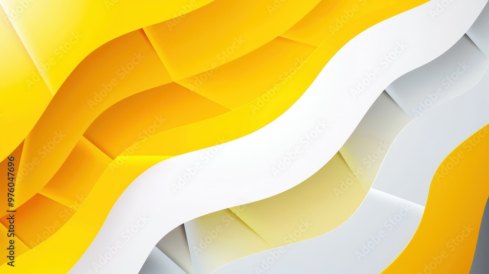 Poster abstract yellow and white geometric waves: a mesmerizing abstract background with flowing yellow and