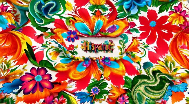  A colorful word " Hispanic" design celebrate the hispanic heritage month of latin american culture, on white background