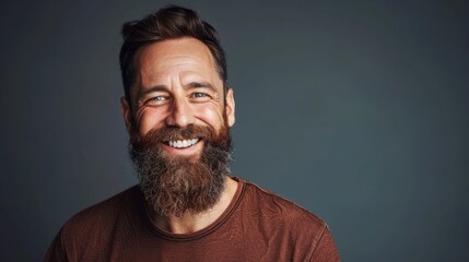 Obraz premium Studio portrait of a smiling man with a beard