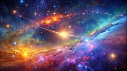 Obraz premium Stunning photo of a colorful space galaxy filled with twinkling stars, cosmos, astronomy, universe, celestial