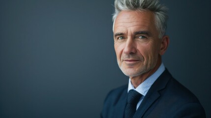 Professional headshot of a middle-aged man in a business suit