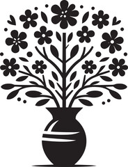 Beautiful flower vase flower pot silhouette vector illustration isolated on a white background