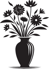 Beautiful flower vase flower pot silhouette vector illustration isolated on a white background