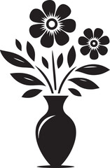 Beautiful flower vase flower pot silhouette vector illustration isolated on a white background