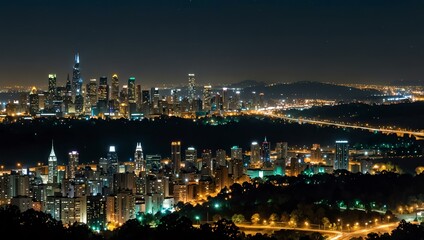 City lights twinkle in the distance from a scenic viewpoint.