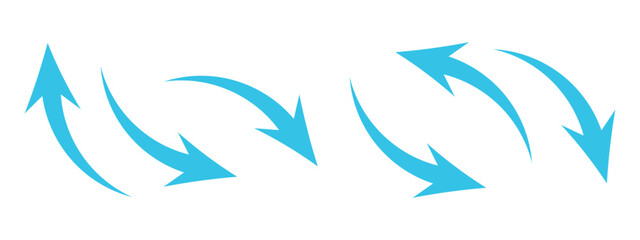 Sky Blue curve arrow direction icon set vector illustration