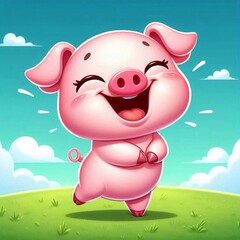 Fototapeta premium 3D lachendes Ferkel