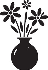 Beautiful flower vase flower pot silhouette vector illustration isolated on a white background