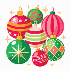 Christmas tree ornaments isolated on a clean white background