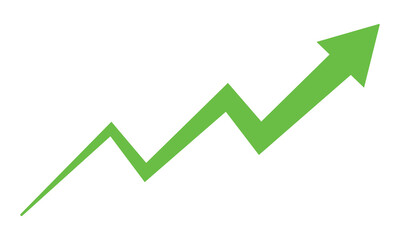 Growth arrow icon. Green success vector icon. Grow symbol isolated on white background. Arrow illustration sign.