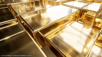 Cool Sleek Metal Design with Chic Golden Effect Stylish Design Wallpaper
