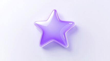 Obraz premium Minimalist Purple Star Icon with Soft Glows on White Background - 3D Rendered Low-Poly Matte Claymation Design