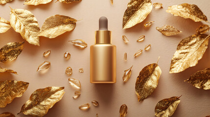 Luxury Matte Gold Dropper Bottle with Elegant Metallic Decor