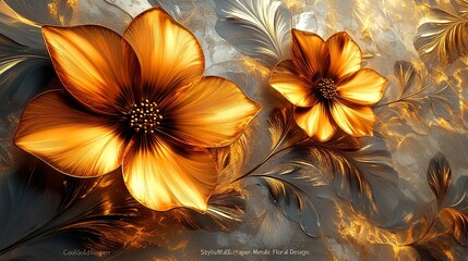 Obraz premium Golden Sleek Metal Cool Background Featuring Chic Stylish Modern Elements Wallpaper