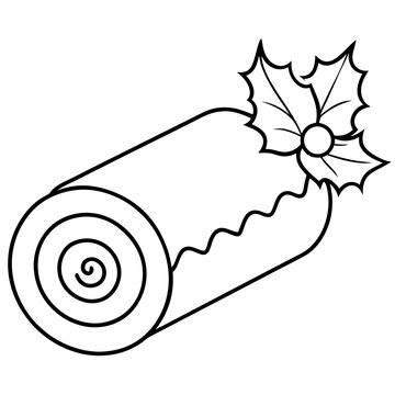 recommend clip art: A traditional Yule log dessert with a simple spiral design on the ends and minimal holly decoration vector
