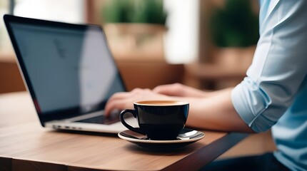 Morning Work Setup with Coffee in a Café