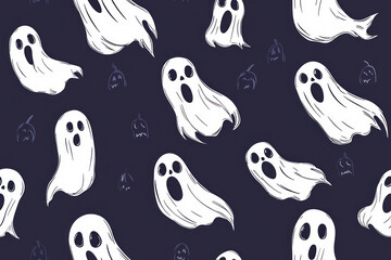 Funny ghost seamless pattern. Halloween wallpaper.