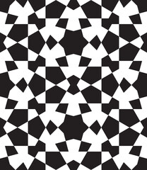 Seamless geometric ornament based on traditional islamic art. Black and white figures .