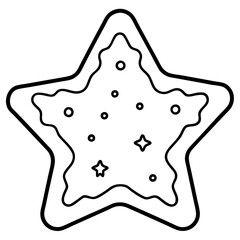 A decorated cookie in the shape of a star or tree, with simple frosting lines and details vector