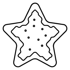 A decorated cookie in the shape of a star or tree, with simple frosting lines and details vector